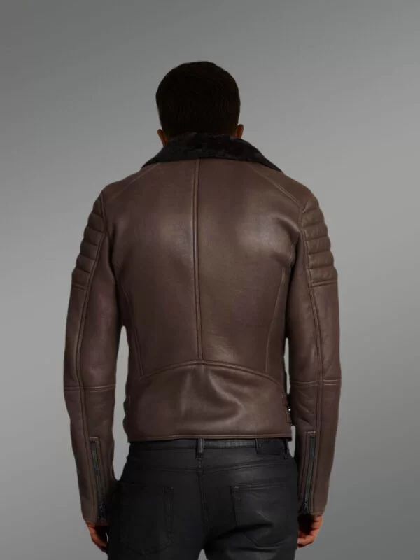 Authentic Coffee Brown Shearling Jacket Has a Charm and Aesthetic Appeal - Image 2