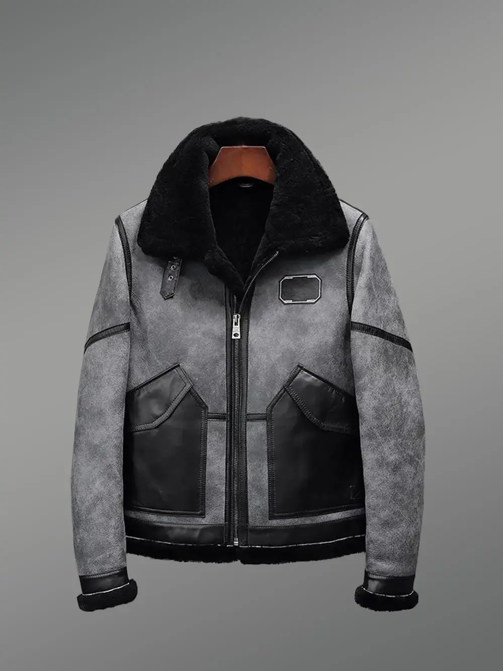 Aviator Style Shearling Jacket - Image 3