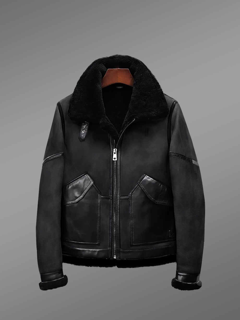 Aviator Style Shearling Jacket