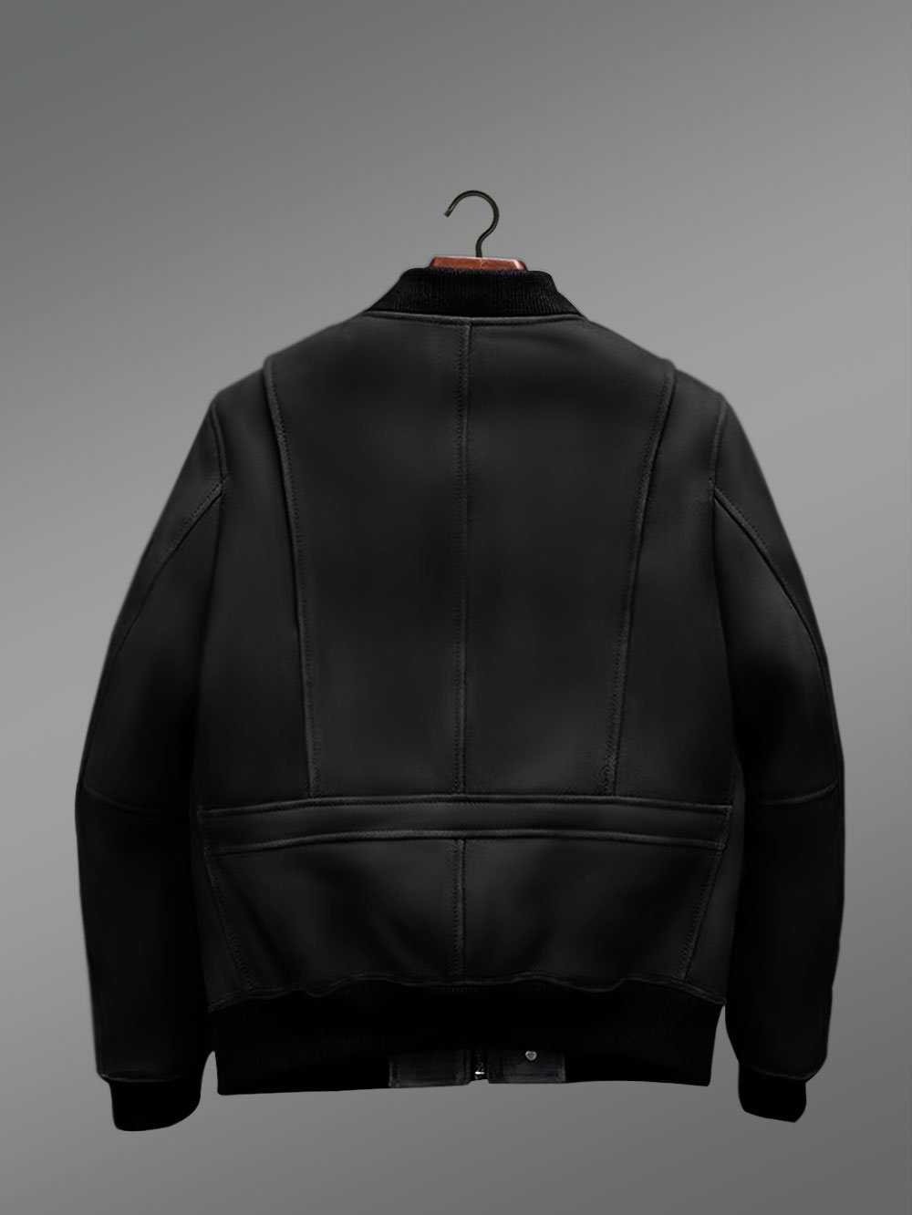 Baseball Shearling Jacket Coated in Black - Image 2