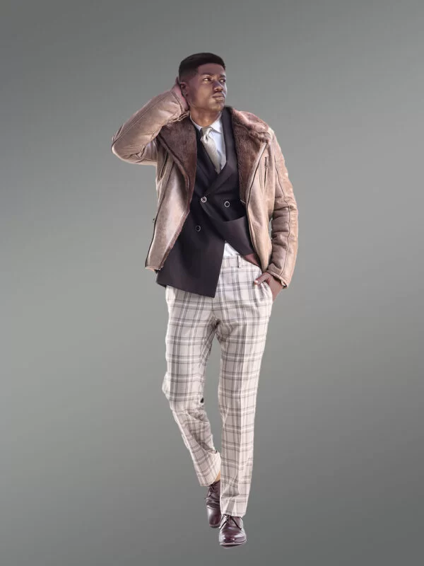 Biker Shearling Jacket for Stylish Men! - Image 3