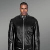 Black and Long Aura-Building Pure Leather Jacket for Men