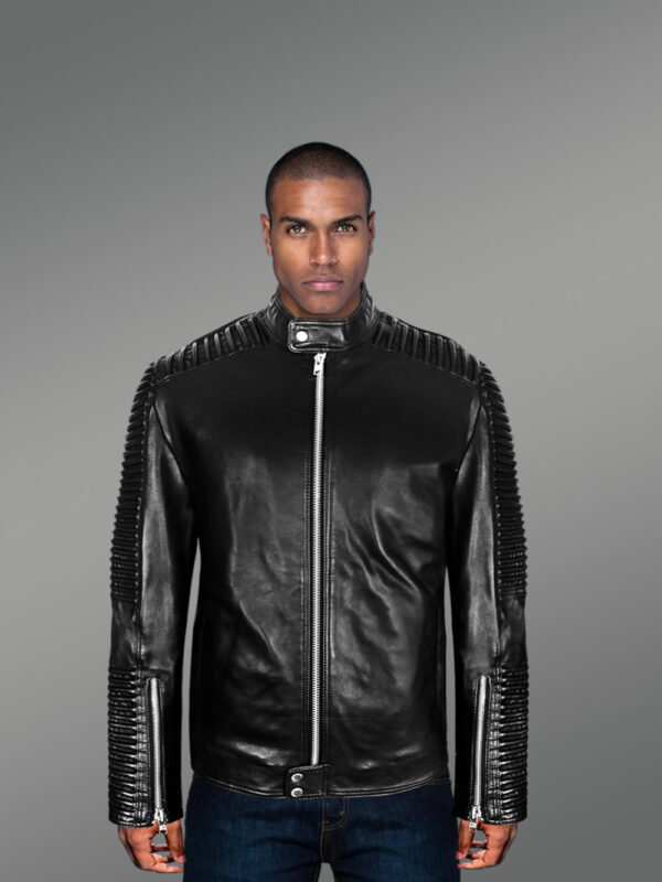 Black and Long Aura-Building Pure Leather Jacket for Men