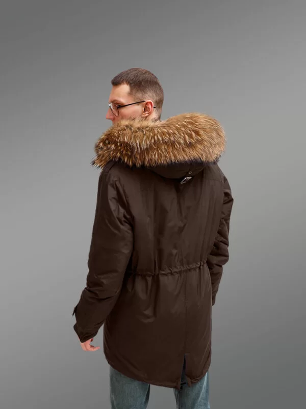 More Stylish and Elegant With Finn Raccoon Fur Hybrid Coffee Parka Convertibles for Men with Rabbit Liner - Image 4