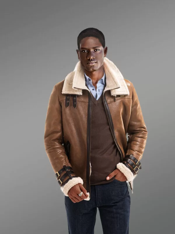 Brown Lam Fur Jacket for Men in Stylish and Appealing Outlook - Image 3