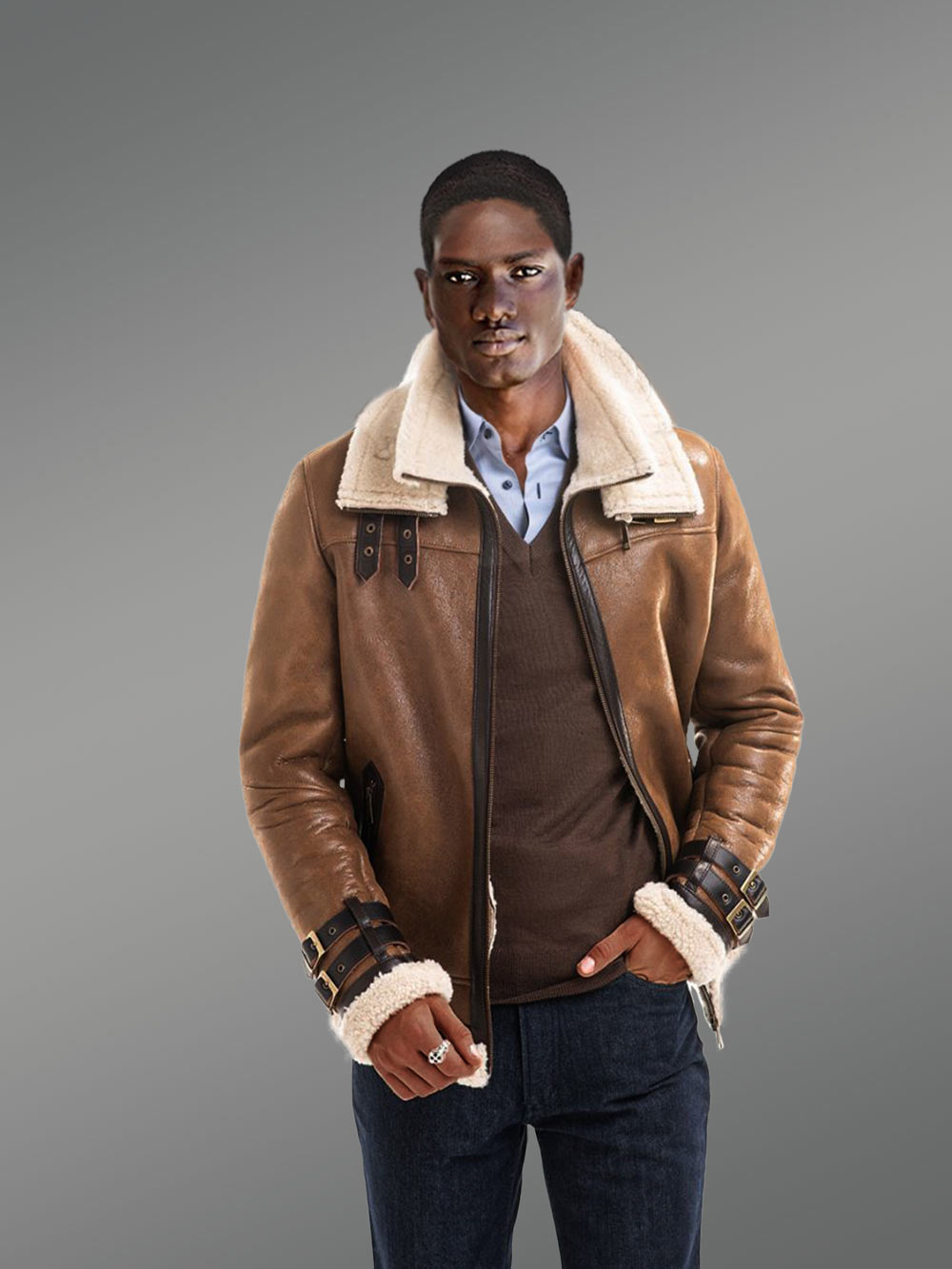 Brown Lam Fur Jacket For Men