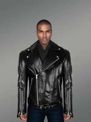 Chic Authentic Leather Jacket with Belt for Stylish Men