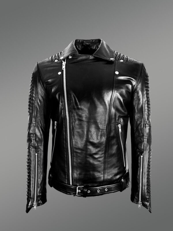 Chic Authentic Leather Jacket with Belt for Stylish Men - Image 4
