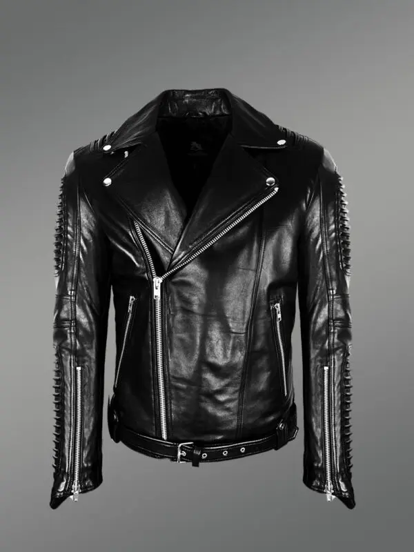 Chic Authentic Leather Jacket with Belt for Stylish Men - Image 3