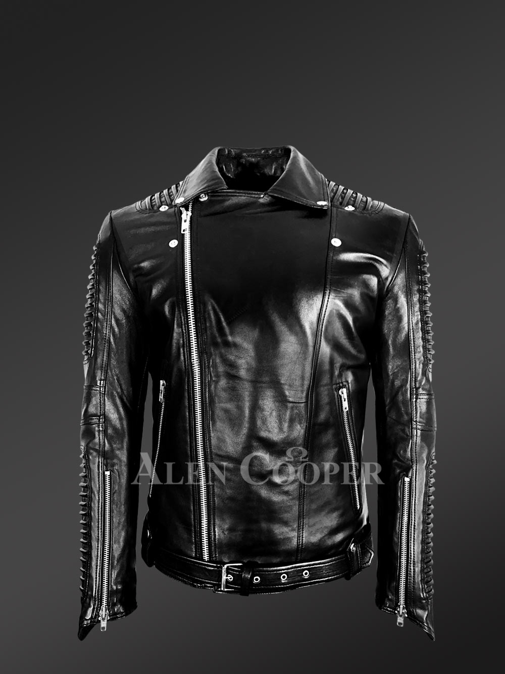 SATIN JACKET WITH LEATHER BELT
