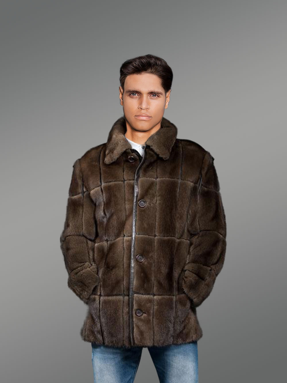 Classic Full Skin Mink Fur Coat for Men