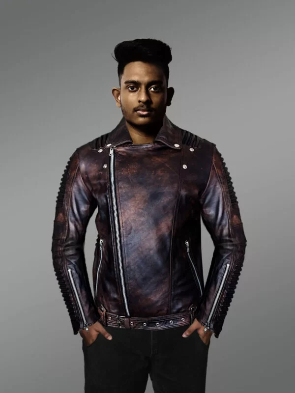 Classy and Tasteful Italian-Finish Leather Jacket in Coffee for Men Who Dare!