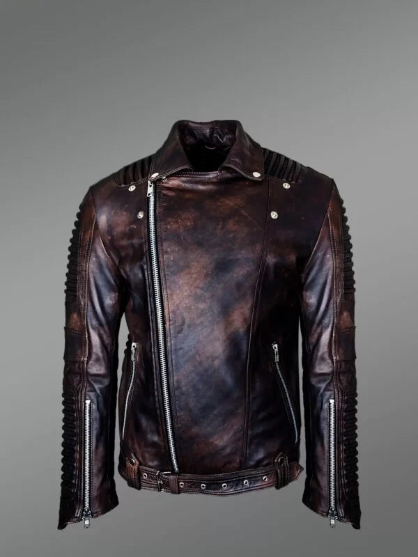 Classy and Tasteful Italian-Finish Leather Jacket in Coffee for Men Who Dare! - Image 3