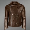 Coffee Color Italian-Finish Leather Biker Jackets for Stylish and Trendy Men