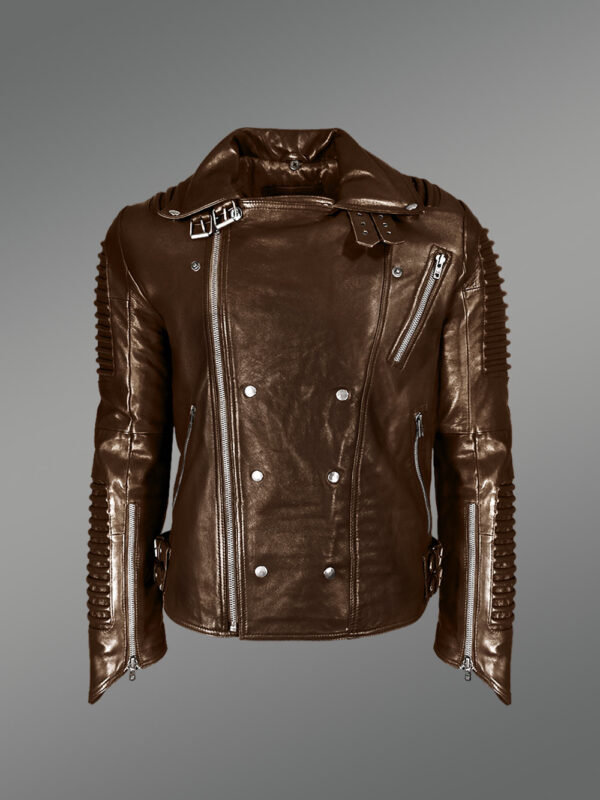 Coffee Color Italian-Finish Leather Biker Jackets for Stylish and Trendy Men