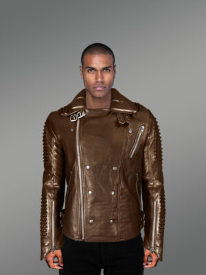Coffee Color Italian-Finish Leather Biker Jackets for Stylish and Trendy Men