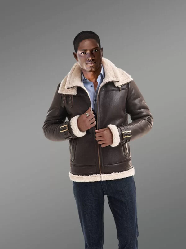 Coffee Lam Fur Jacket for Men - Image 2