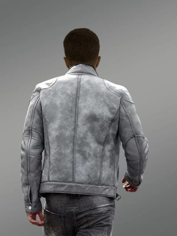 Distressed Grey Shearling Jacket - Image 3