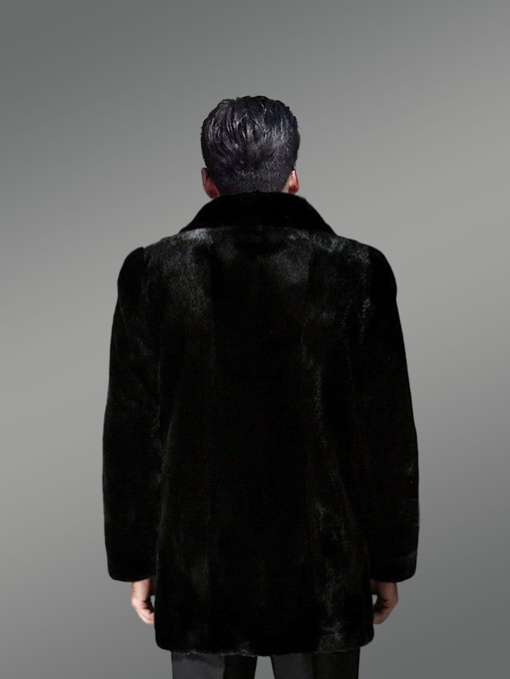 Exotic Black Full Skin Mink Fur Coat for Men - Image 3