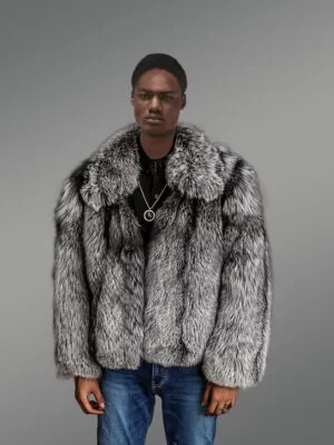 Mens Silver Fox Bomber Jacket