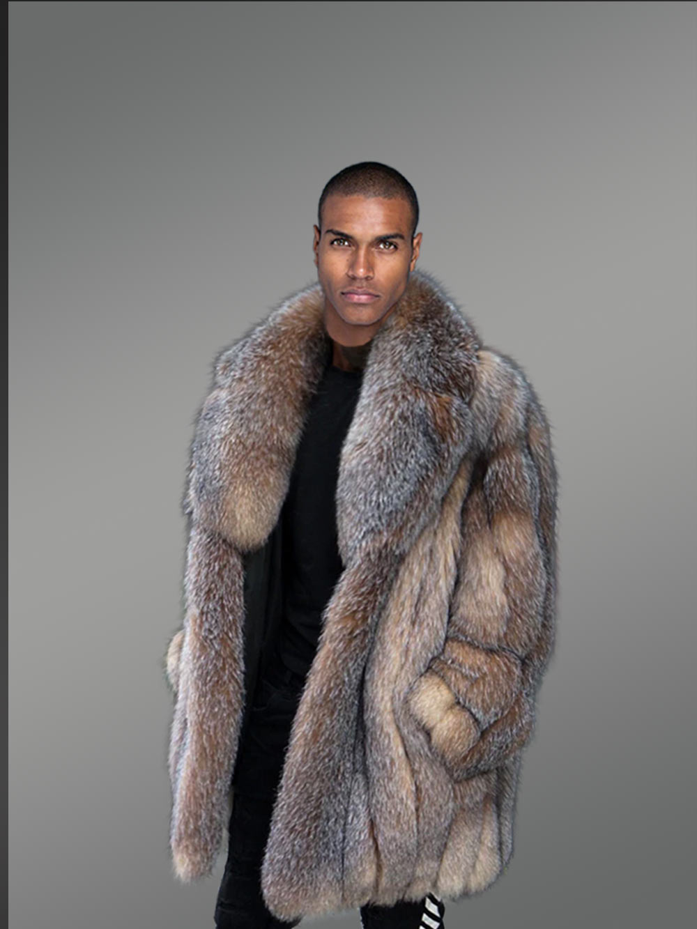 Fox Fur Bomber Jacket for Men