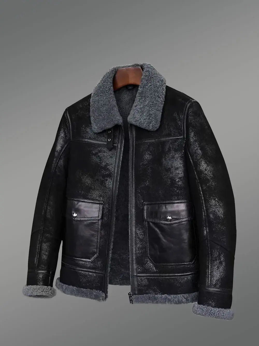 Men’s Original Shearling Coats in Black for Style and Sophistication - Image 4