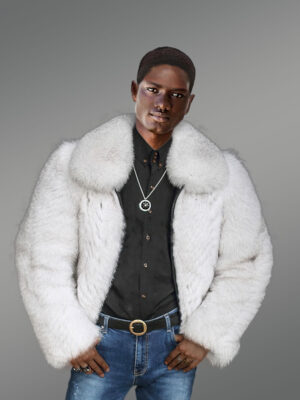 Mens Fox Fur Bomber Jacket for an Effortlessly Classy Look