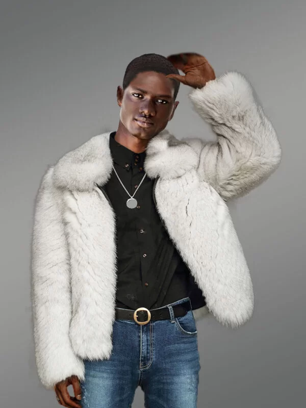 Mens Fox Fur Bomber Jacket for an Effortlessly Classy Look - Image 3