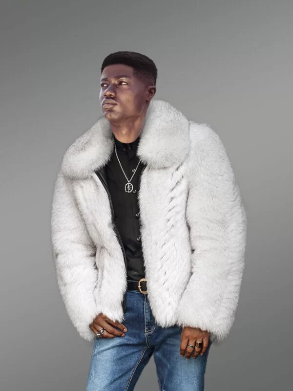 Mens Fox Fur Bomber Jacket for an Effortlessly Classy Look - Image 5