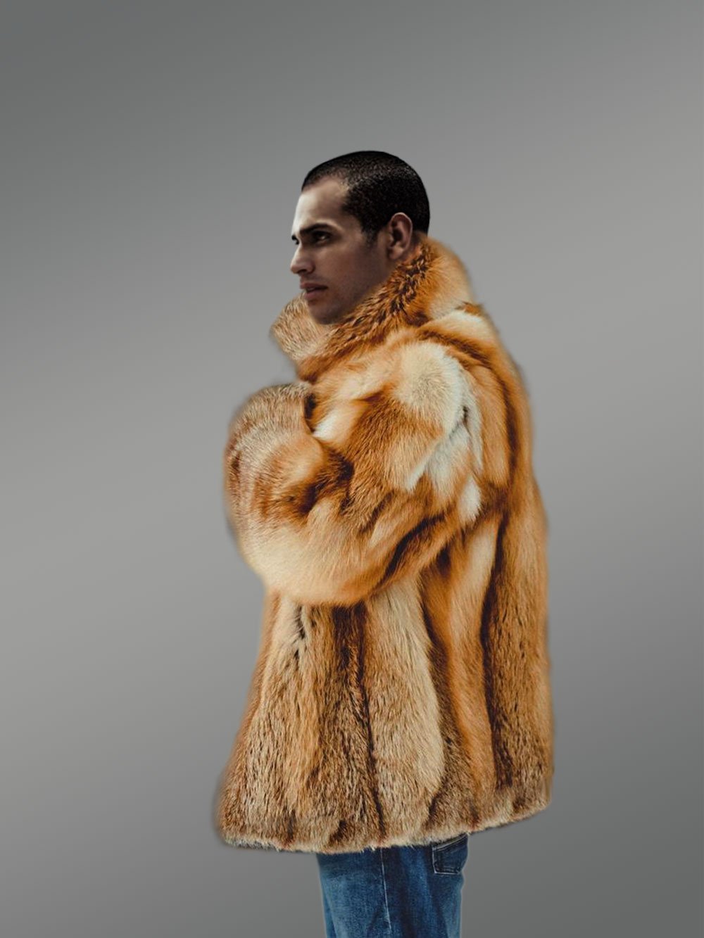 Mens Stylish Fox Fur Jacket - Image 4