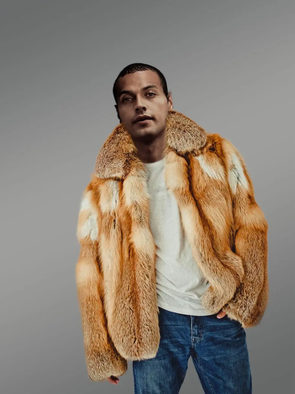 Mens Stylish Fox Fur Jacket - Image 3