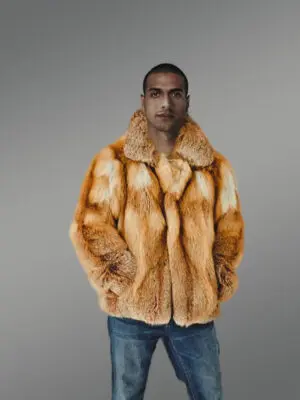 Mens Stylish Fox Fur Jacket