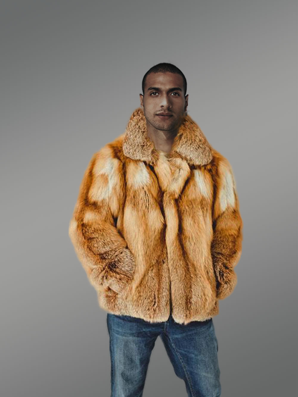 Mens Stylish Fox Fur Jacket