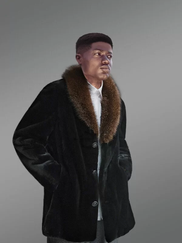 Full Skin Mink Fur Coat for Men with Striking Collar and Lapel - Image 6