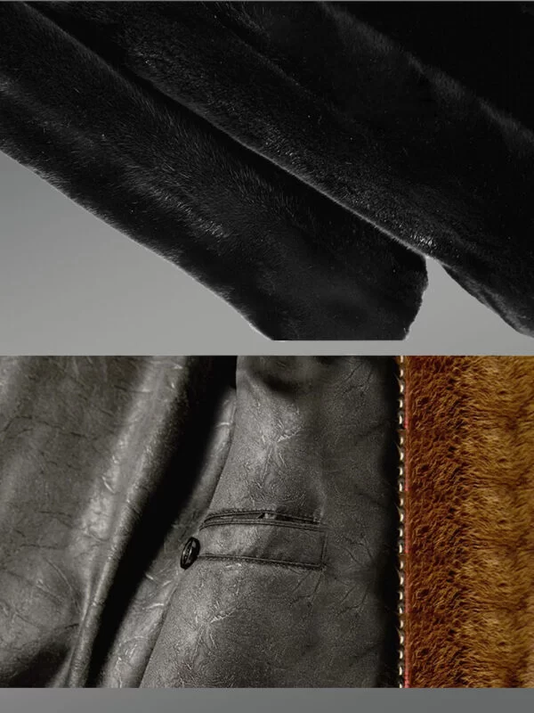Full Skin Mink Fur Coat for Men with Striking Collar and Lapel - Image 8