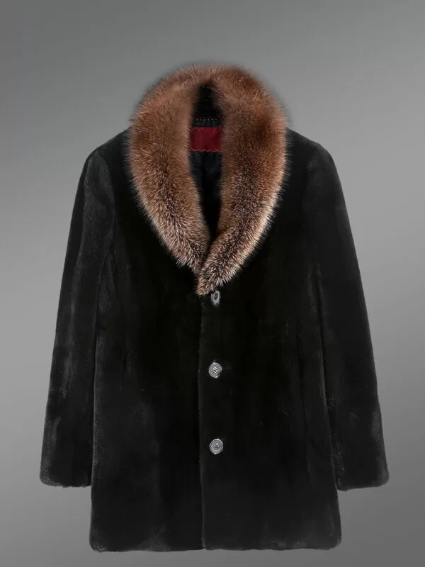 Full Skin Mink Fur Coat for Men with Striking Collar and Lapel - Image 3