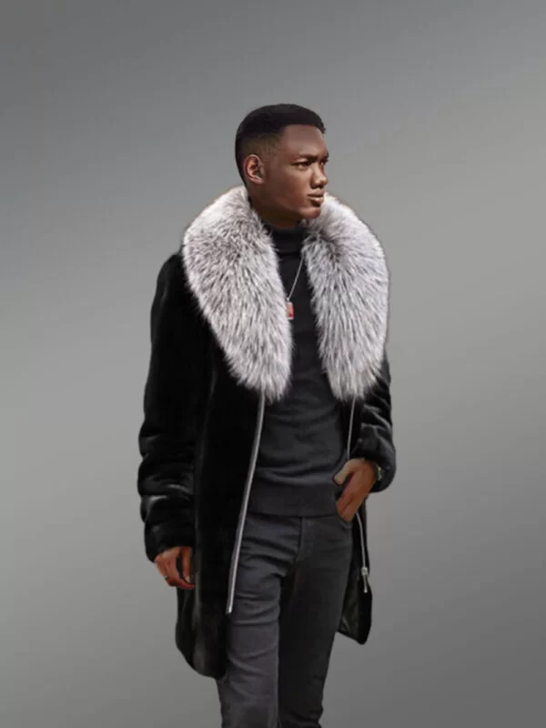 Full Skin Mink Fur Coat for Men with Striking Collar - Image 3