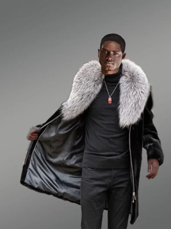 Full Skin Mink Fur Coat for Men with Striking Collar - Image 2