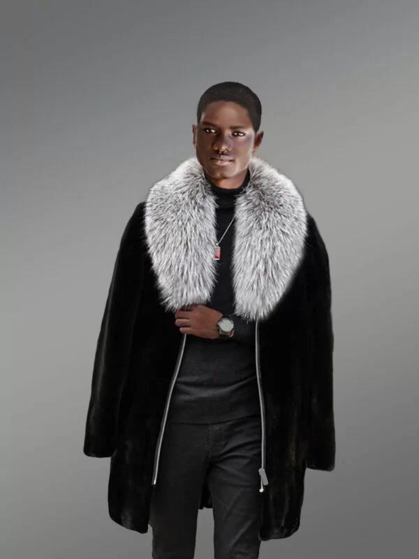 Full Skin Mink Fur Coat for Men with Striking Collar