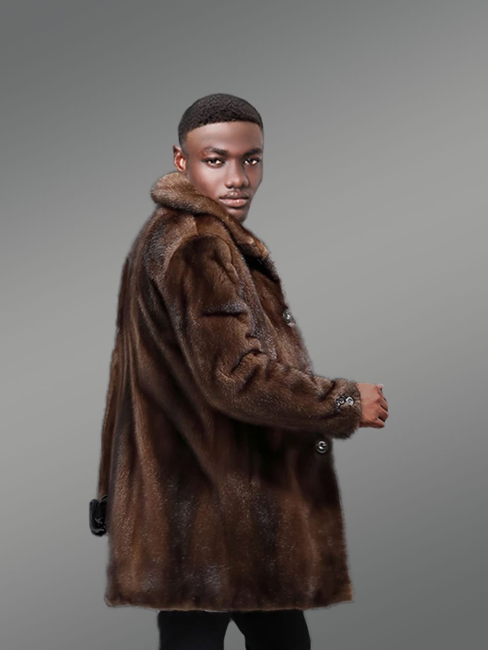 Full skin Mink Fur Coat for Men - Image 4