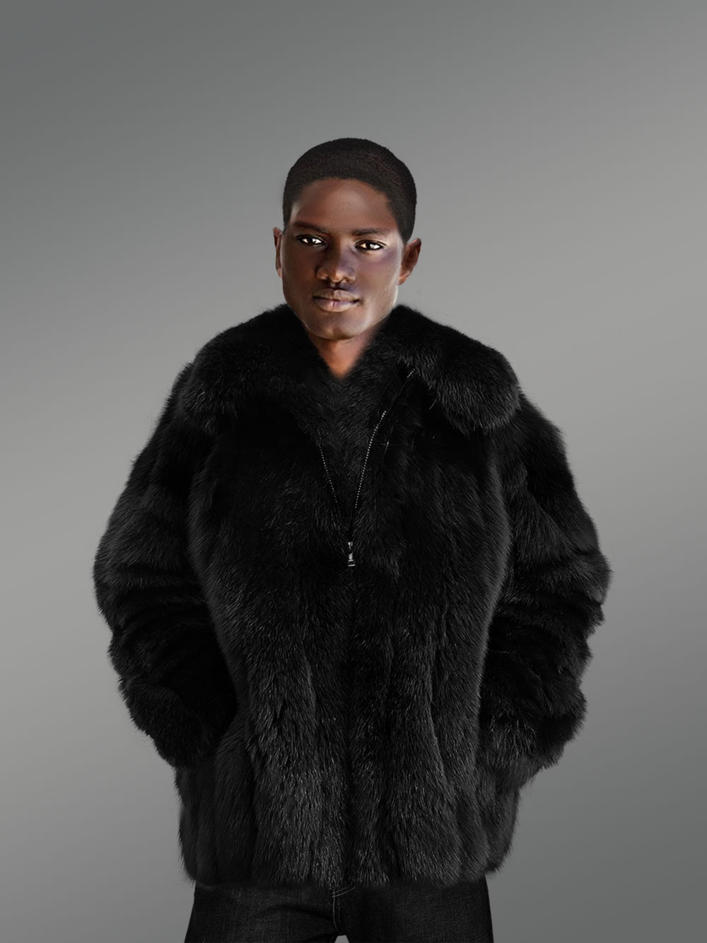 Genuine Fox Fur Jacket for Trendy and Stylish Men