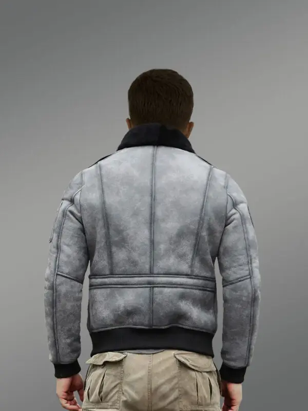 Genuine Shearling Jackets in Grey for Tasteful Men - Image 3
