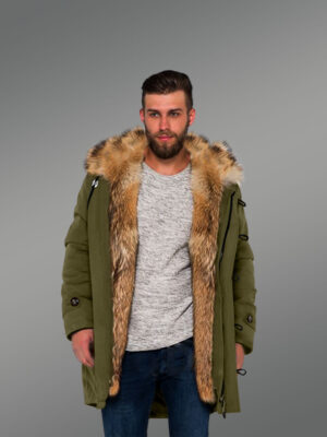Golden Island Fox Fur Green Hybrid Parka Convertibles for Men to Envy Men