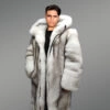 Luxury Full Skin Blue Fox Fur Jacket for Men