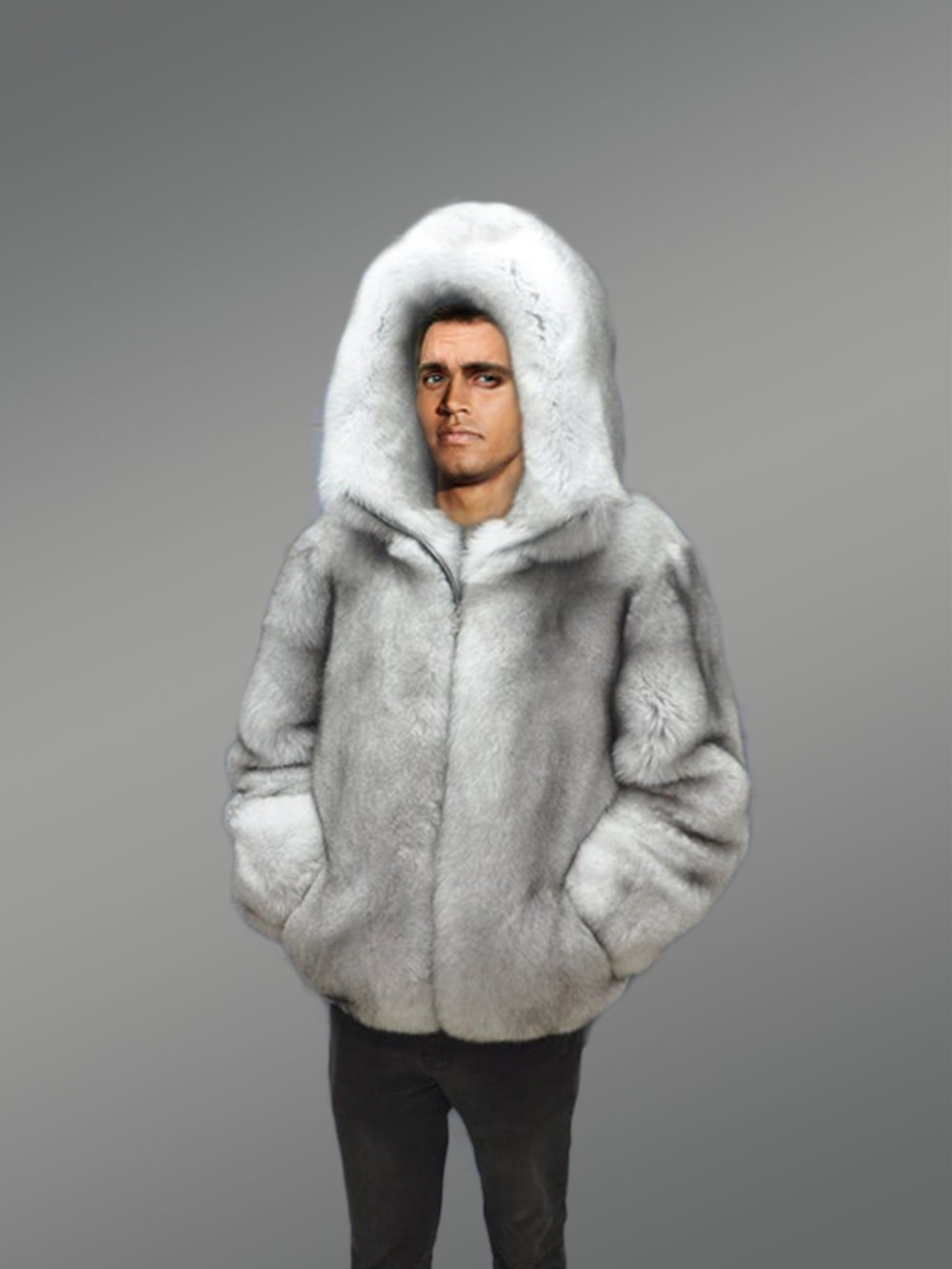 Mens Full Skin Fox Fur Jacket for Trendsetting Looks - Image 3