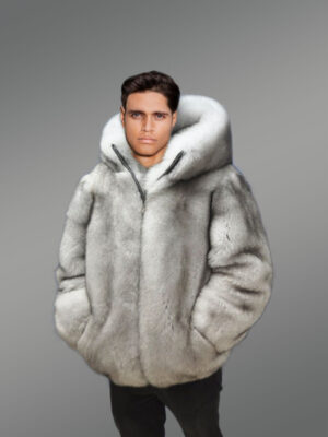 Luxury Full Skin Double Sided Blue Fox Fur Coat for Men