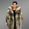 Luxury Full Skin Golden Island Fox Fur Coat for Men (1)