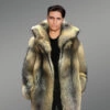 Luxury Full Skin Golden Island Fox Fur Coat for Men (1)