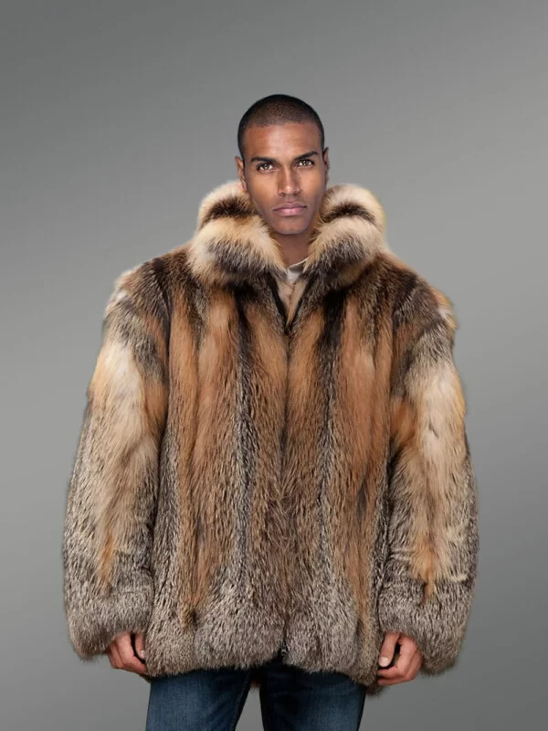 Men Fox Fur Bomber Jacket - Image 2