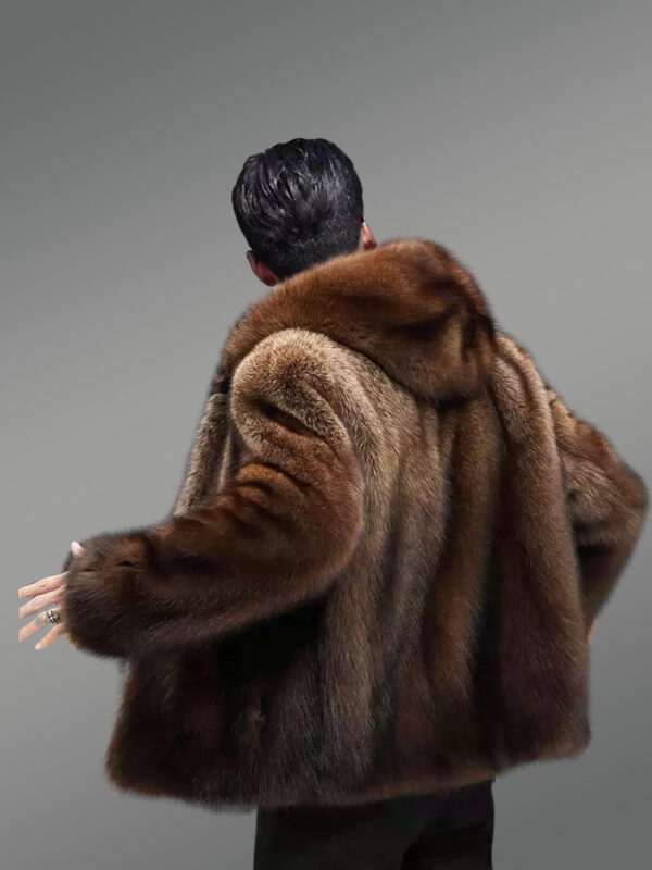 Mink Fur Men Coat with Detachable Luxury Hood - Image 4